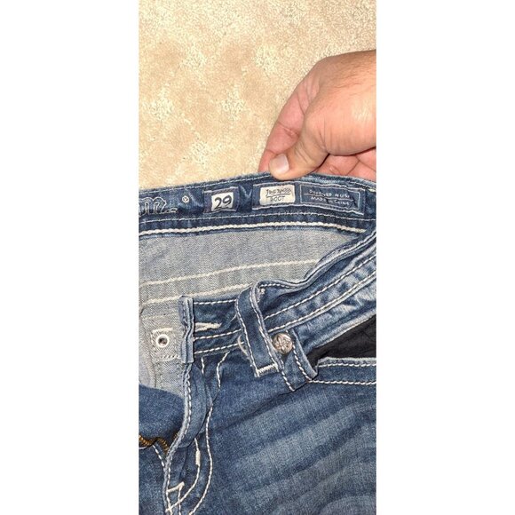 Miss Me Jeans Women's Size 29x34 Boot Cut Dark Wash Fleur-de-Lis Bling JP5769B - Picture 2 of 4